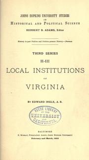 Cover of: Local institutions of Virginia