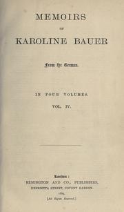 Cover of: Memoirs of Karoline Bauer by Karoline Bauer, Karoline Bauer