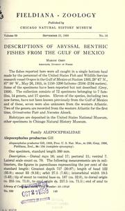 Cover of: Descriptions of abyssal benthic fishes from the Gulf of Mexico. by Marion Grey