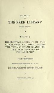 Cover of: Descriptive account of the Lower Dublin academy and of the Thomas Holme branch of the Free library of Philadelphia by Free Library of Philadelphia.