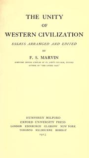 Cover of: unity of western civilization