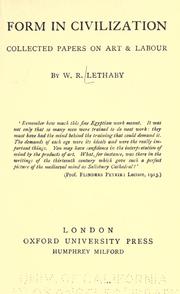 Cover of: Form in civilization by W. R. Lethaby
