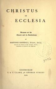 Cover of: Christus in ecclesia by Hastings Rashdall