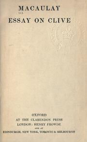 Cover of: Essay on Clive. by Thomas Babington Macaulay