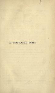 Cover of: On translating Homer. by Matthew Arnold