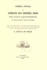 Cover of: Primera epístola del almirante don Cristóbal Colón dando cuenta de su gran descubrimiento á d. Gabriel Sánchez, tesorero de Aragón.