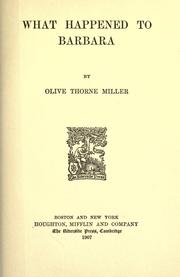 Cover of: What happened to Barbara by Olive Thorne Miller