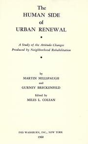 Cover of: The Human Side of Urban Renewal by Martin Millspaugh