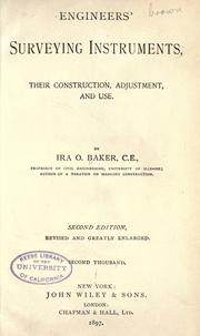 Cover of: Engineers' surveying instruments, their construction, adjustment, and use.