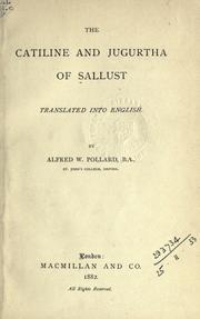 Cover of: The Catiline and Jugurtha of Sallust. by Sallust