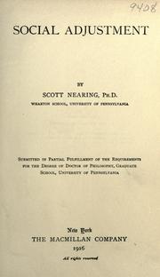 Cover of: Social adjustment by Nearing, Scott, Nearing, Scott