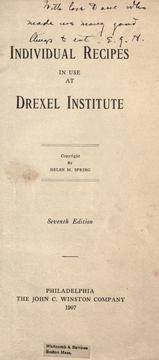 Cover of: Individual recipes in use at Drexel Institute. by Helen M. Spring