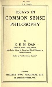 Cover of: Essays in common sense philosophy