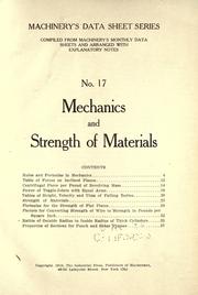 Cover of: Mechanics and strength of materials. by 