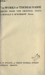 Cover of: Works. by Nash, Thomas