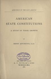 Cover of: American state constitutions by Hitchcock, Henry