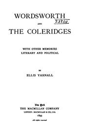 Cover of: Wordsworth and the Coleridges. by Ellis Yarnall, Ellis Yarnall