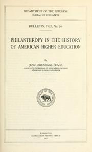 Cover of: Philanthropy in the history of American higher education by Sears, Jesse Brundage