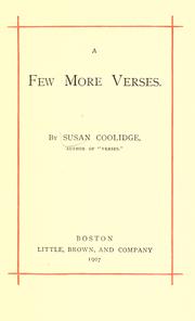 Cover of: A few more verses by Susan Coolidge