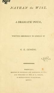 Cover of: Nathan the Wise by Gotthold Ephraim Lessing