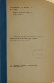 Cover of: On the susceptibility of mixtures of salt solutions by Sir John Cunningham McLennan