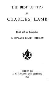 Cover of: The best letters of Charles Lamb by Charles Lamb