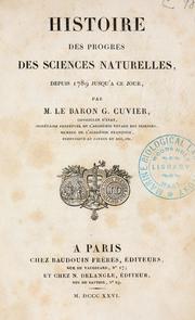 Cover of: Histoire des progr©Łes des sciences naturelles: depuis 1789 jusqu'©Ła ce jour