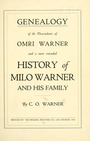 Cover of: Genealogy of the descendants of Omri Warner by Corydon Orville Warner