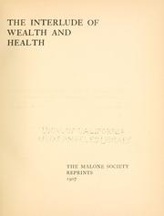 Cover of: The interlude of Wealth and Health. by 