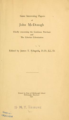 Some interesting papers of John McDonogh by McDonogh, John