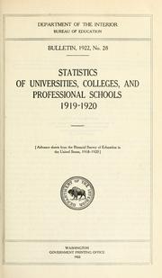 Cover of: Statistics of universities, colleges, and professional schools, 1919-1920