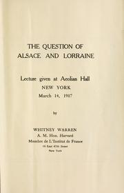 Cover of: The question of Alsace and Lorraine.