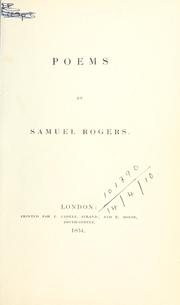 Cover of: Poems. by Samuel Rogers