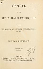 Cover of: Memoir of the Rev. E. Henderson ... by Thulia Susannah Henderson