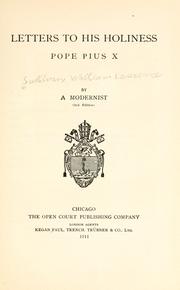 Cover of: Letters to His Holiness, Pope Pius X by Sullivan, William L.