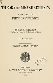 Cover of: Theory of measurements