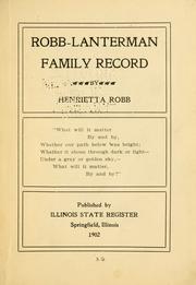 Cover of: Robb-Lanterman family record
