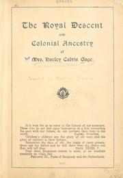 Cover of: The royal descent and colonial ancestry of Mrs. Harley Calvin Gage.