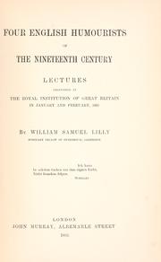 Cover of: Four English humourists of the nineteenth century. by William Samuel Lilly