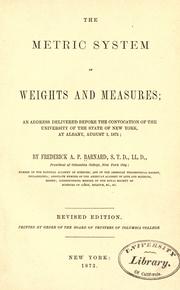 Cover of: Metric system of weights and measures by Frederick A. P. Barnard