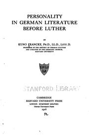 Cover of: Personality in German literature before Luther. by Kuno Francke, Kuno Francke