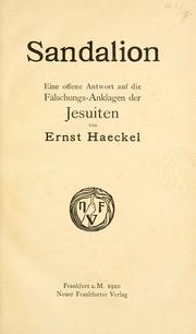 Cover of: Sandalion: eine offene Antwort auf die Falschungs-anklagen der Jesuiten