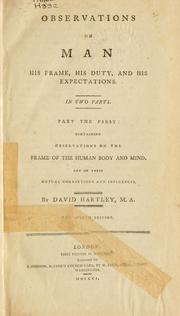 Cover of: Observations on man by Hartley, David