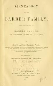 Cover of: Genealogy of the Barber family by Edwin Atlee Barber