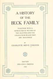 Cover of: A history of the Beck family by Charlotte Reeve Conover