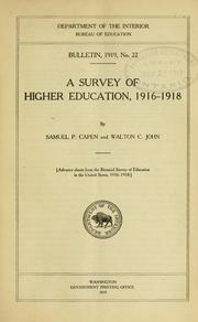 Cover of: A survey of higher education, 1916-1918 by Capen, Samuel Paul