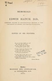 Cover of: Memorials of Edwin Hatch ... by Edwin Hatch