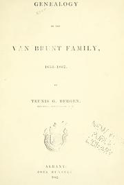 Cover of: Genealogy of the Van Brunt family. by Teunis G. Bergen