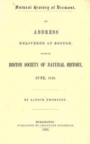 Cover of: Natural history of Vermont. by Zadock Thompson