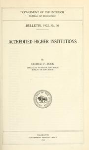 Cover of: Accredited higher instutions by Zook, George Frederick